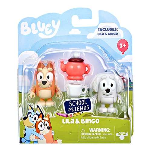 Bluey Lila and Bingo School Friends 2-Packs Tea Time Party Playset with Official Collectable 2.5 inch - £6 @ Amazon