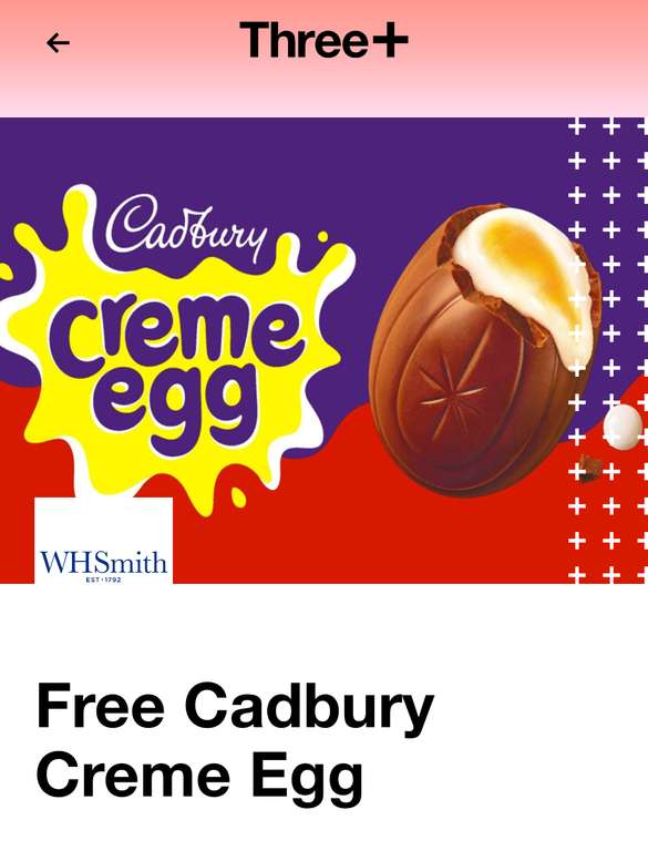 Free Cadbury cream egg at WH Smith via 3+ rewards