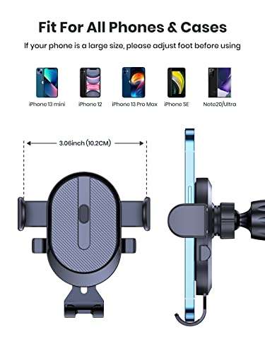 TOPK Car Phone Holder with Hook Clip Air Vent Car Mount 360° Rotation- Sold by TOPKDirect FBA