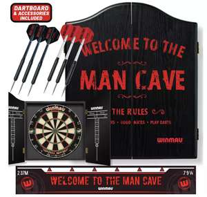 Winmau Man Cave Dartboard & Darts Gift Set - Free Click & Collect (£47 With Newsletter Sign Up)