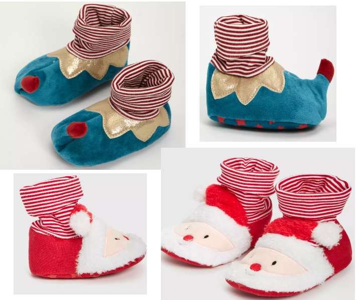 Christmas Teal Elf and Santa Booties Now just £1.80 with Free Click and Collect From Argos
