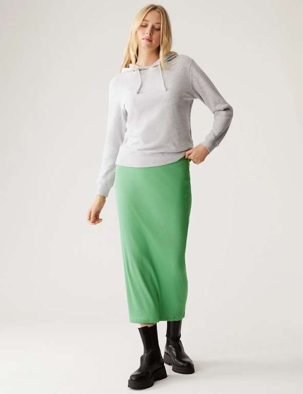 M&S COLLECTION Jersey Ribbed Maxi Pencil Skirt (in Green) - £6.50 + Free Click & Collect - @ Marks & Spencer