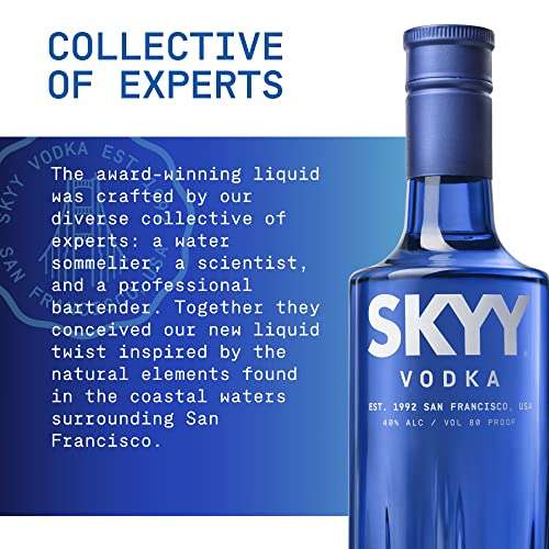 SKYY Vodka 70 cl, 40% ABV - Premium Quadruple Distilled American Vodka £14.45 @ Amazon