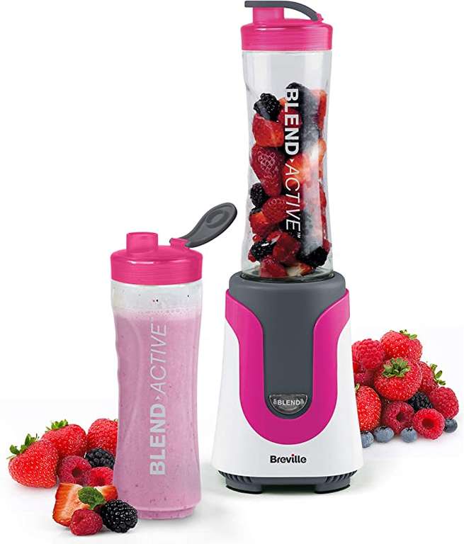 Breville Blend Active Personal Blender & Smoothie Maker with 2 Portable Blending Bottles (600ml) 300W (Pink) - £17.99 @ Amazon