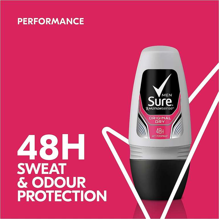 Sure Men Original Dry Anti-Perspirant Deodorant Roll On, 50ml (93p/£1.04 S&S)
