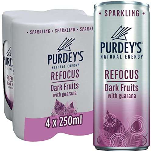 Purdey's Natural Energy Refocus Sparkling Dark Fruits with Guarana Cans 4 x 250ml (S&S £2.55 with 15%)