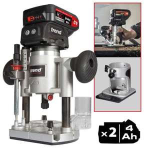 TREND T18S/R14K2 18v Brushless 1/4" Router with 2x4ah Batteries £209 delivered @ ToolStoreUK