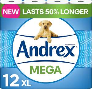 Andrex Classic Clean Mega Toilet Roll - 12 Mega XL - £8.77 S&S