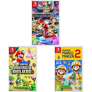 Mario Switch Game Bundle (Physical): Mario Kart 8 Deluxe + New Super Mario Bros. U Deluxe + Super Mario Maker 2 - £95.98 @ Amazon