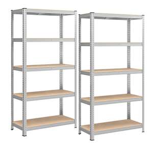 SONGMICS 5-Tier Heavy-Duty Garage Shelving Units, Set of 2, 180 x 90 x 40 cm, Silver - sold and dispatched by SONGMICS HOME UK