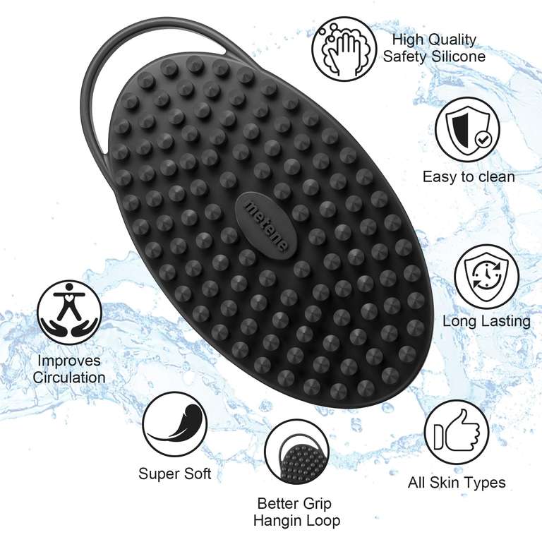 Metene 2 Sided Silicone Exfoliating Body Scrubber With Voucher - Sold By QULD health