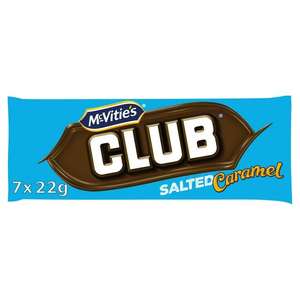 McVitie's Club Salted Caramel Flavour Chocolate Biscuit Bars x 7 for 40p @ Sainsbury's, Tulse Hill, Brixton.