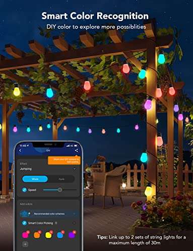 Govee Outdoor LED String Lights, 15m RGBIC WiF £39.99 - Sold by Govee UK / Fulfilled By Amazon