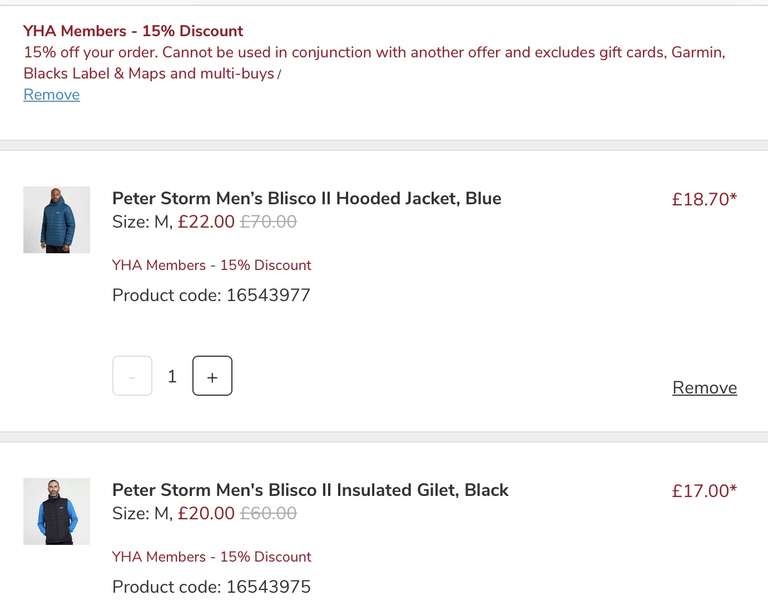 Peter Storm Men’s Blisco II Hooded Jackets - £18.70 / Gilet - £17 with code Delivered (women’s & kids also) @ Blacks
