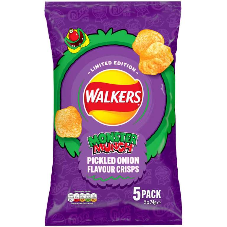 Walkers Monster Munch (Pickled Onion 5 Pack), Wotsits (Really Cheesy 5 Pack) Doritos (Chilli Heatwave 5 Pack) - Sheffield