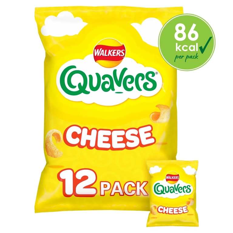 Walkers Quavers Cheese Multipack Snacks Crisps 12 x15g - Layorthorpe
