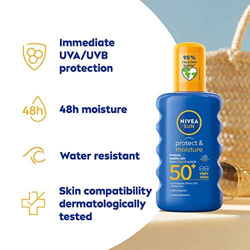Nivea SPF50+ Sun Lotion Spray 200ml - 2 For £10 / Cheaper with Subscribe and Save @ Amazon
