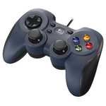 Logitech F310 Wired Gamepad, Controller Console Like Layout, 4 Switch D-Pad, 1.8-Meter Cord, PC - Grey/Blue