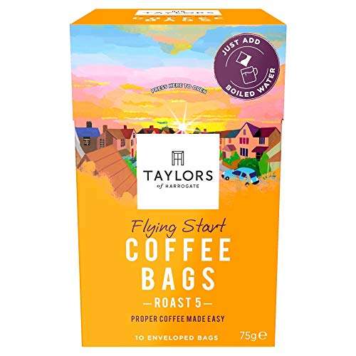 Taylors of Harrogate Flying Start Coffee Bags (10 Enveloped Bags Per Pack x 3 Packs = 30 Bags) - £5.40 S&S \ £4.20 S&S with 20% Voucher