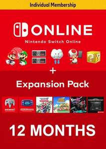 Nintendo Switch Online 12 Month Membership Plus Expansion Pack (Europe & UK)