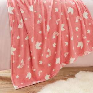 Pink Unicorn Fleece Throw 100 x 150cm or Pink Unicorn Cushion £2.50 each @ Dunelm (Free click and collect)