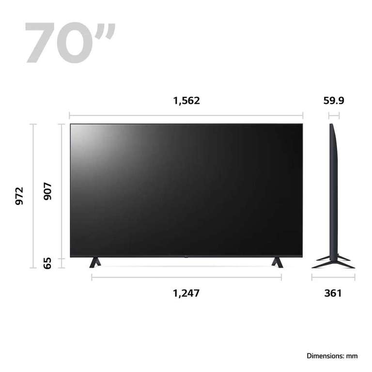 LG 65NANO766QA (2022) LED HDR NanoCell 4K Ultra HD Smart TV, 65 inch with  Freeview HD/Freesat HD, Ashed Blue