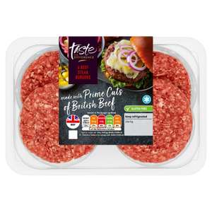 Sainsbury's British Beef Steak Burgers, Taste the Difference x4 680g £3.33 @ Sainsburys