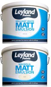 2 x Leyland Matt Emulsion paint 10L - Pure brilliant white or Magnolia - £22.50 (B&Q Members) Free Click & Collect @ B&Q