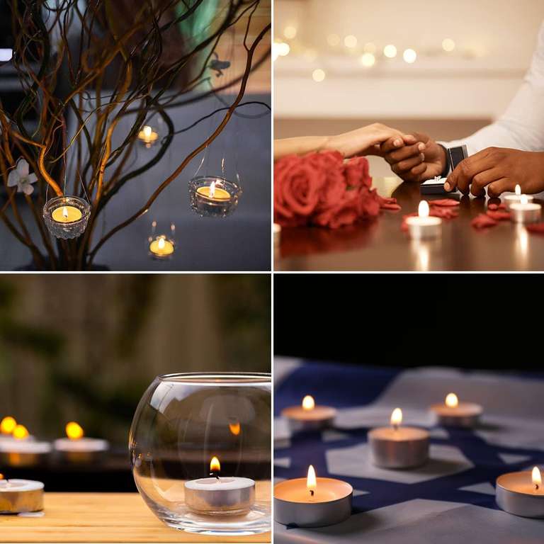 LIVEN 100 Pack 4 Hour Long Time Burning Unscented Tea Lights Candles ...
