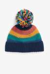 Rainbow Blue Baby Knitted Pom Hat (3 Sizes 0mths-1yrs) Free C&C