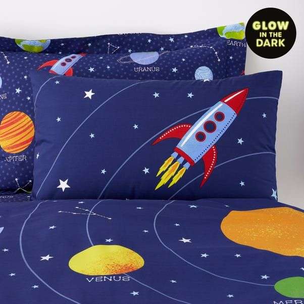 Space Glow in the Dark Duvet Cover and Pillowcase Set (single) - Free C ...
