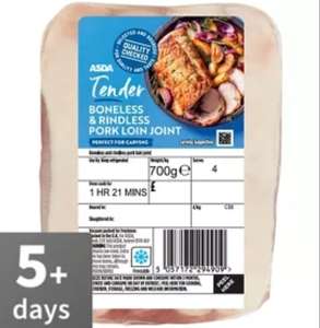 ASDA Tender Boneless & Rindless Pork Loin Joint 700g - £5.50 Each or 2 For £8
