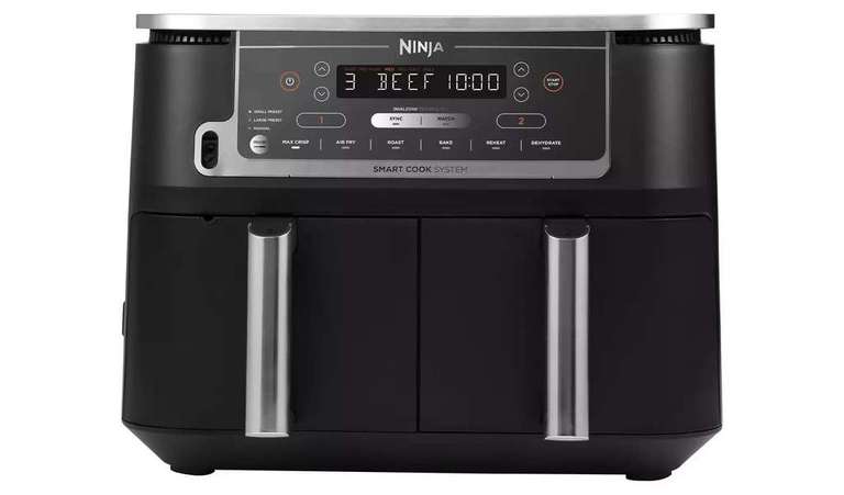 Ninja Foodi Dual Zone AF451UK 9.5L Air Fryer, Digital Cooking Probe - Black - Free Click & Collect