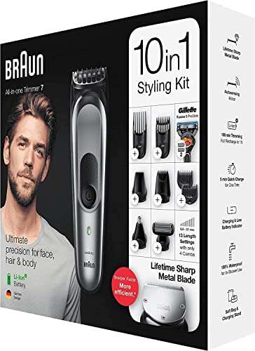 Braun All-in-one Trimmer 7 MGK7221, 10-in-1 Beard Trimmer for Men £41.99 (Prime Exclusive Deal) @ Amazon