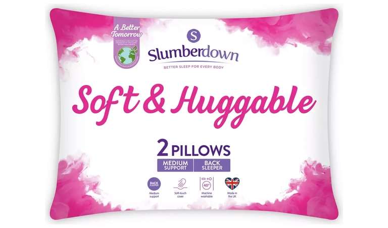 Slumberdown Soft and Huggable Medium/ Soft Pillow - 2 Pack - £11.25 with click & collect @ Argos