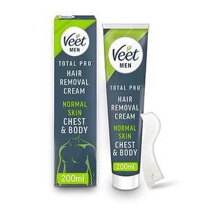 Veet Men Chest & Body Hair Removal Cream for Normal Skin - 200ml Dermatologically Tested (Packaging may vary) Sold and Dispatched by Palmzen