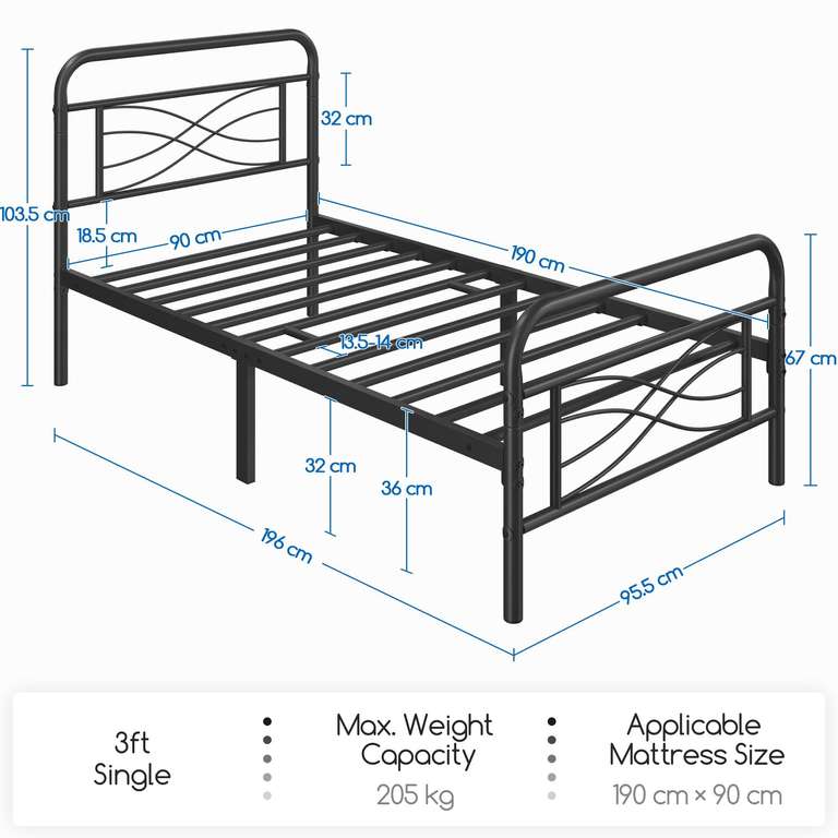 Yaheetech Single Size Bed Frame, with Criss-Cross Design Headboard and Footboard - w/Voucher, Sold & Dispatched By Yaheetech UK