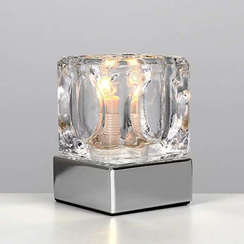 MiniSun Glass Ice Cube Touch Table Lamp with Chrome Base - Sold by ValueLights