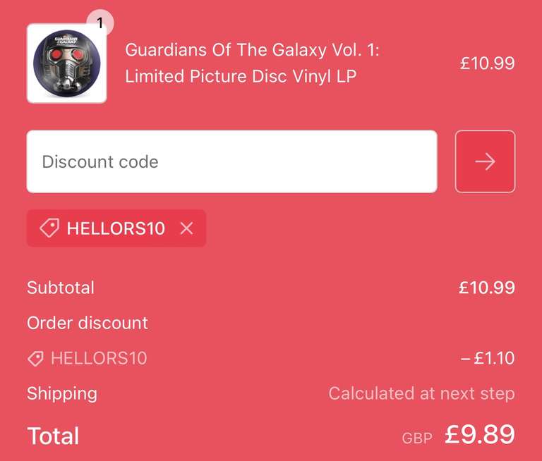 Guardians Of The Galaxy Limited Edition Picture Disc Vinyl - W/Code