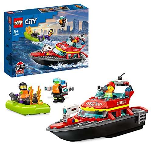 LEGO 60373 City Fire Rescue Boat Toy, Floats on Water, with Jetpack, Dinghy + 3 Minifigures & 76241 Marvel Hulk Mech Armour £23.99 @ Amazon
