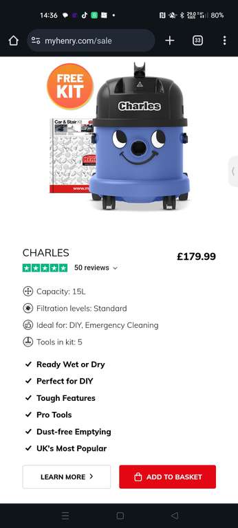 Henry Hoover XL Plus W/code (Other Models Available) W/code