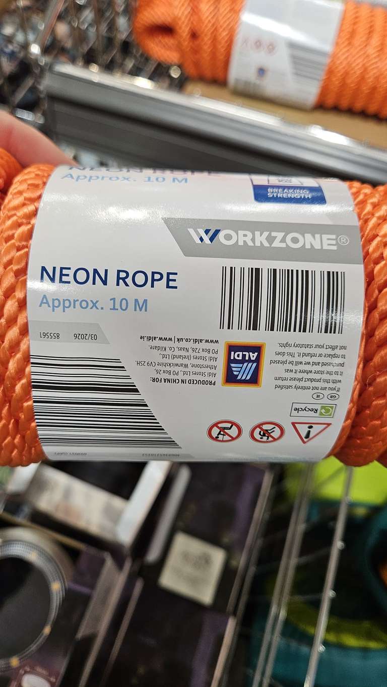 Workzone Hi Vis & Multi Purpose Ropes – at Aldi £2.99 | hotukdeals