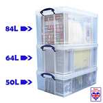 Really Useful Box 64 Litre Plastic Storage Box Clear £12 @ Amazon