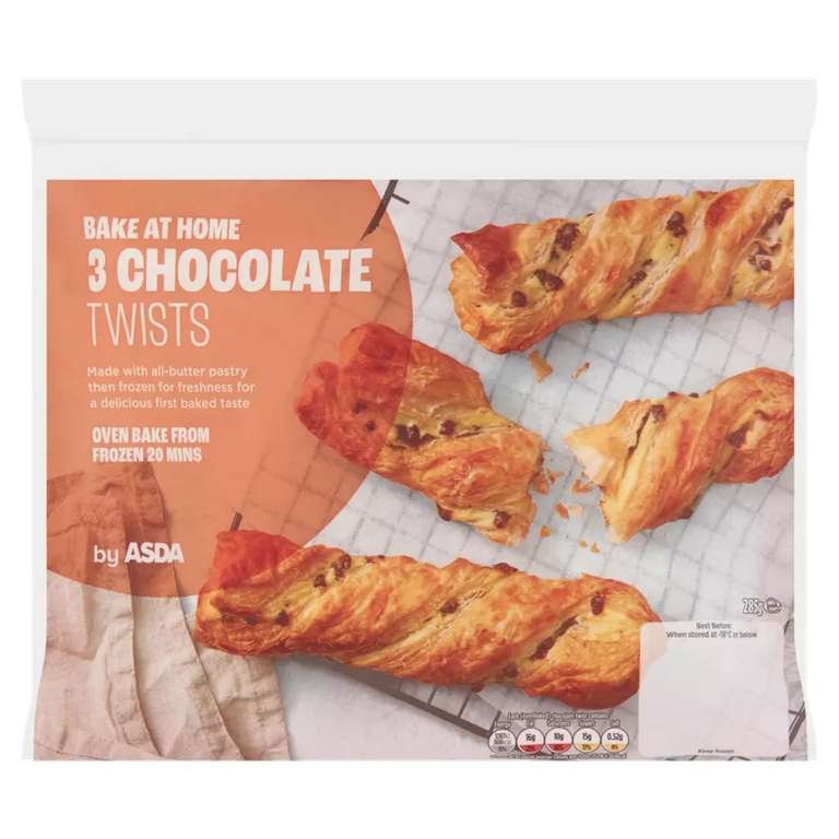 Asda frozen bake at home chocolate pastry twists in Blackburn