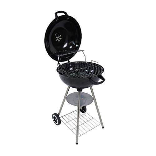 George Foreman 44 cm Kettle Charcoal BBQ, Adjustable Vent, 2 Wheels & Chrome Grill - £44.99 @ Amazon
