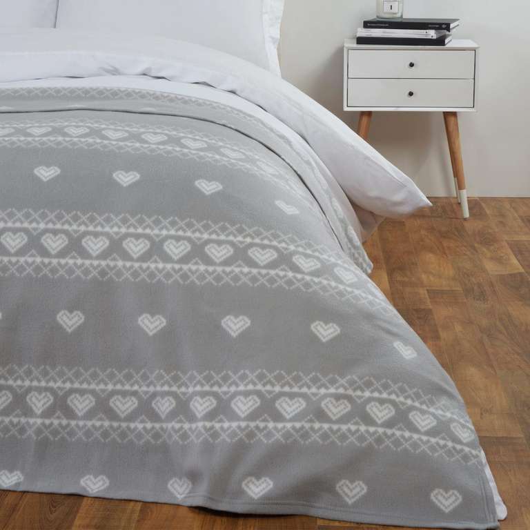 Dreamscene Nordic Heart Fleece Blanket Throw Over Bed Plush Decorative Bedspread sold by OnlineHomeShop