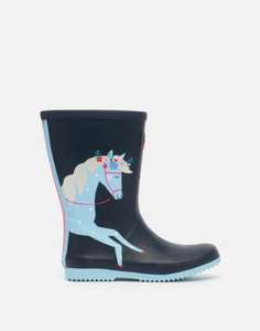 Joules Girls Roll Up Flexible Printed Wellies - Navy Horses, sizes Jr1-13, £12.95 @ Joules eBay Store