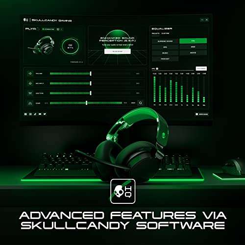 Skullcandy SLYR Pro Multi-Platform Over-Ear Wired Gaming Headset, Enhanced Sound Perception, AI Microphone with voucher Sold by Skullcandy