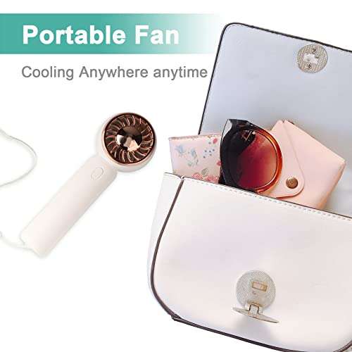 UseeShine Handheld Mini Fan, Rechargeable, 3 Speed, Battery Powered, USB for Home Travel Office Outdoor - With Code By Top-Team FBA