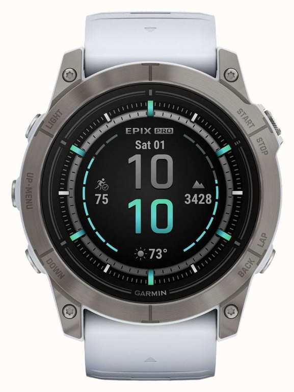 Garmin Epix Pro Gen 2 (51mm) Titanium Watch with Whitestone Band, AMOLED display, Sapphire Crystal, LED flashlight